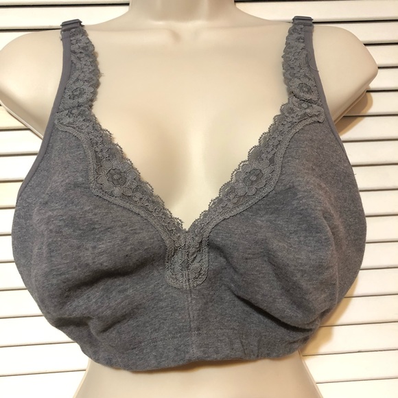 Delimira soft cotton Bra non padded lace trim plus size 46C.  Runs small. - Picture 2 of 7